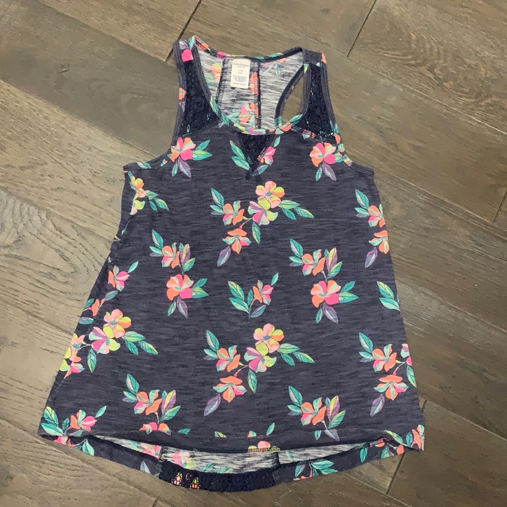 floral navy blue tank top